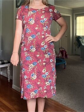 Studio Ease Vintage Red Floral Midi Dress